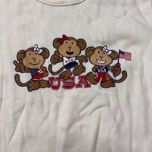 Ross Sportswear L little girls tee USA and 3 Monkeys with Flag